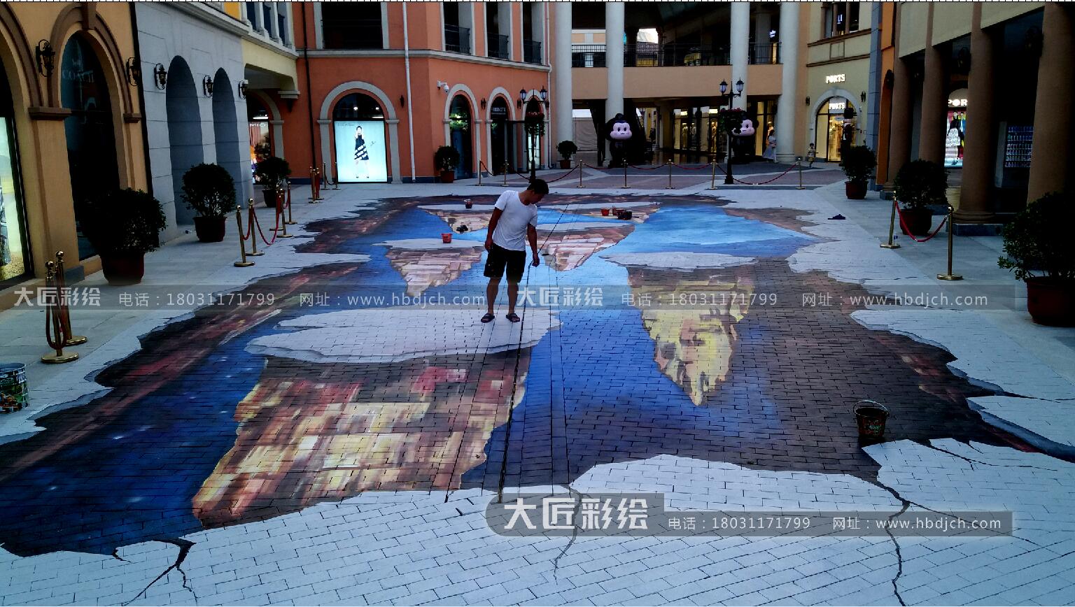 石家莊彩繪 石家莊墻體彩繪 北國(guó)奧特萊斯地面3D立體畫(huà)彩繪