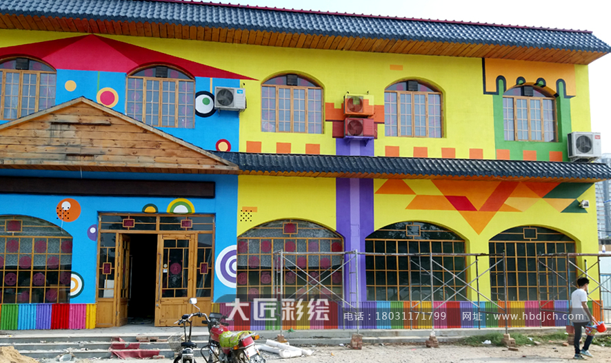 石家莊墻體彩繪  育才幼兒園彩繪作品(圖3)