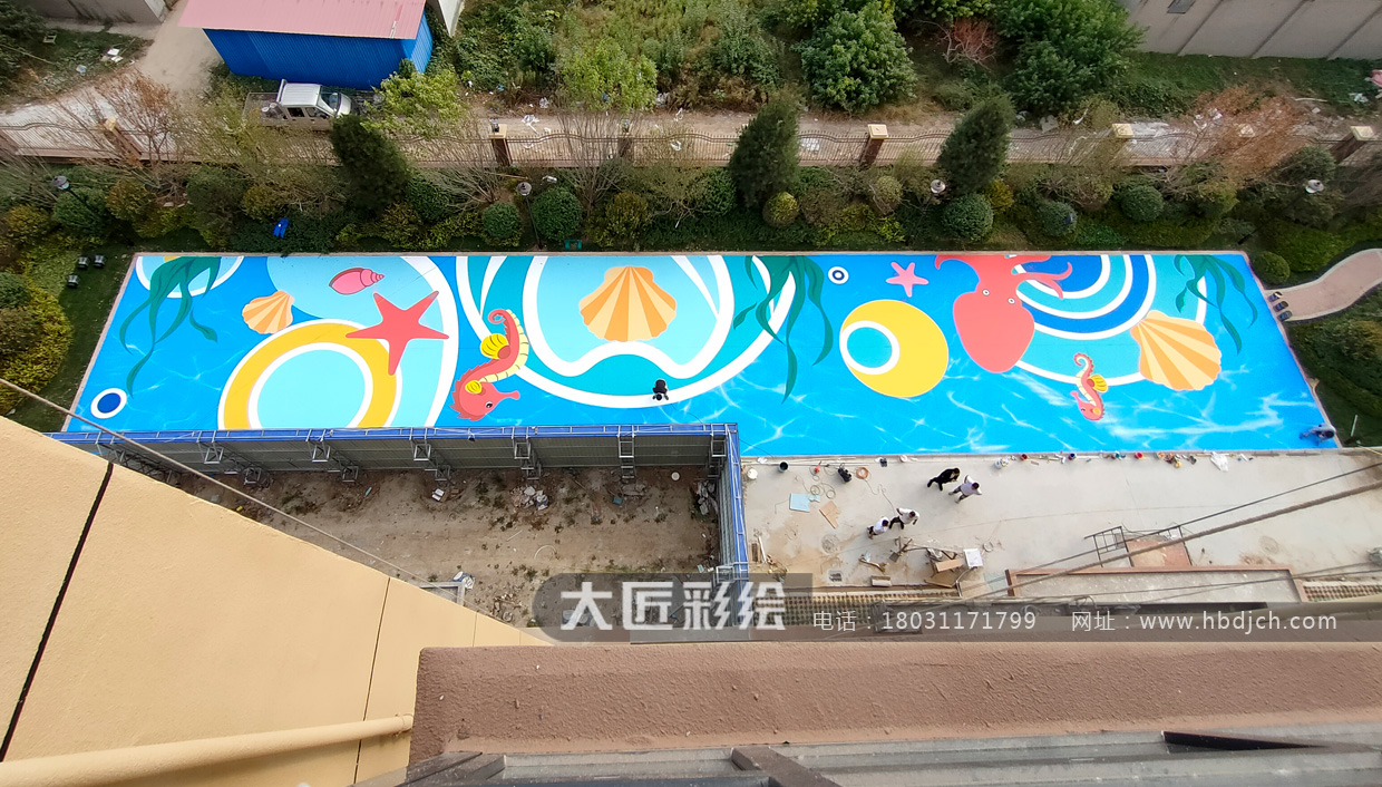 石家莊墻體彩繪 石家莊彩繪 小區(qū)娛樂活動廣場地面彩繪(圖1)
